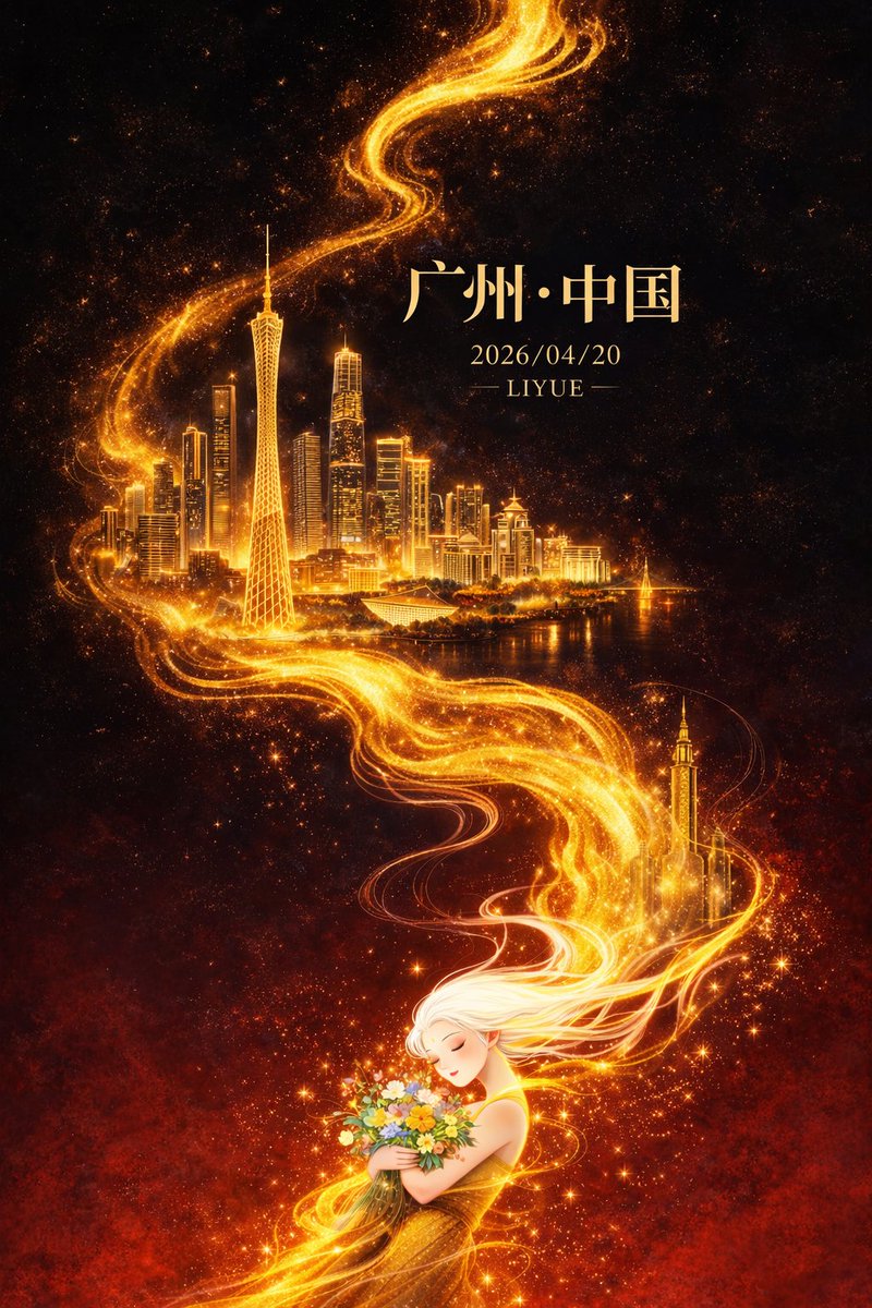 金色广州城市女神海报